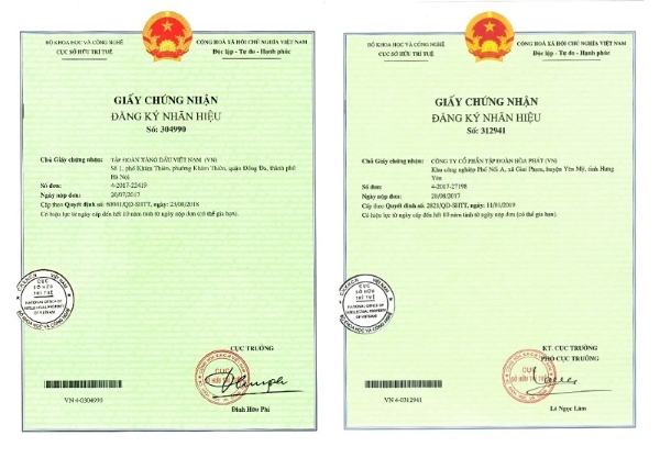 Mẫu giấy chứng nhận đăng ký nhãn hiệu hợp pháp