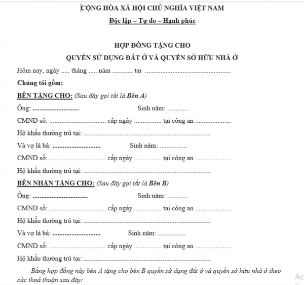 Soạn thảo hợp đồng tặng đất đai