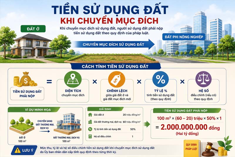 Thu tiền sử dụng đất khi chuyển đổi mục đích sử dụng