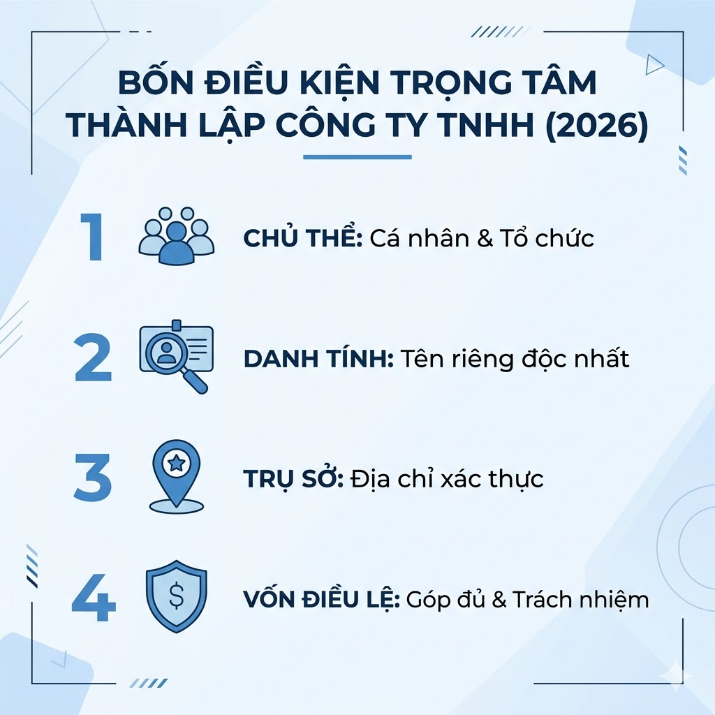 4 Điều kiện quan trọng khi thành lập Công ty TNHH