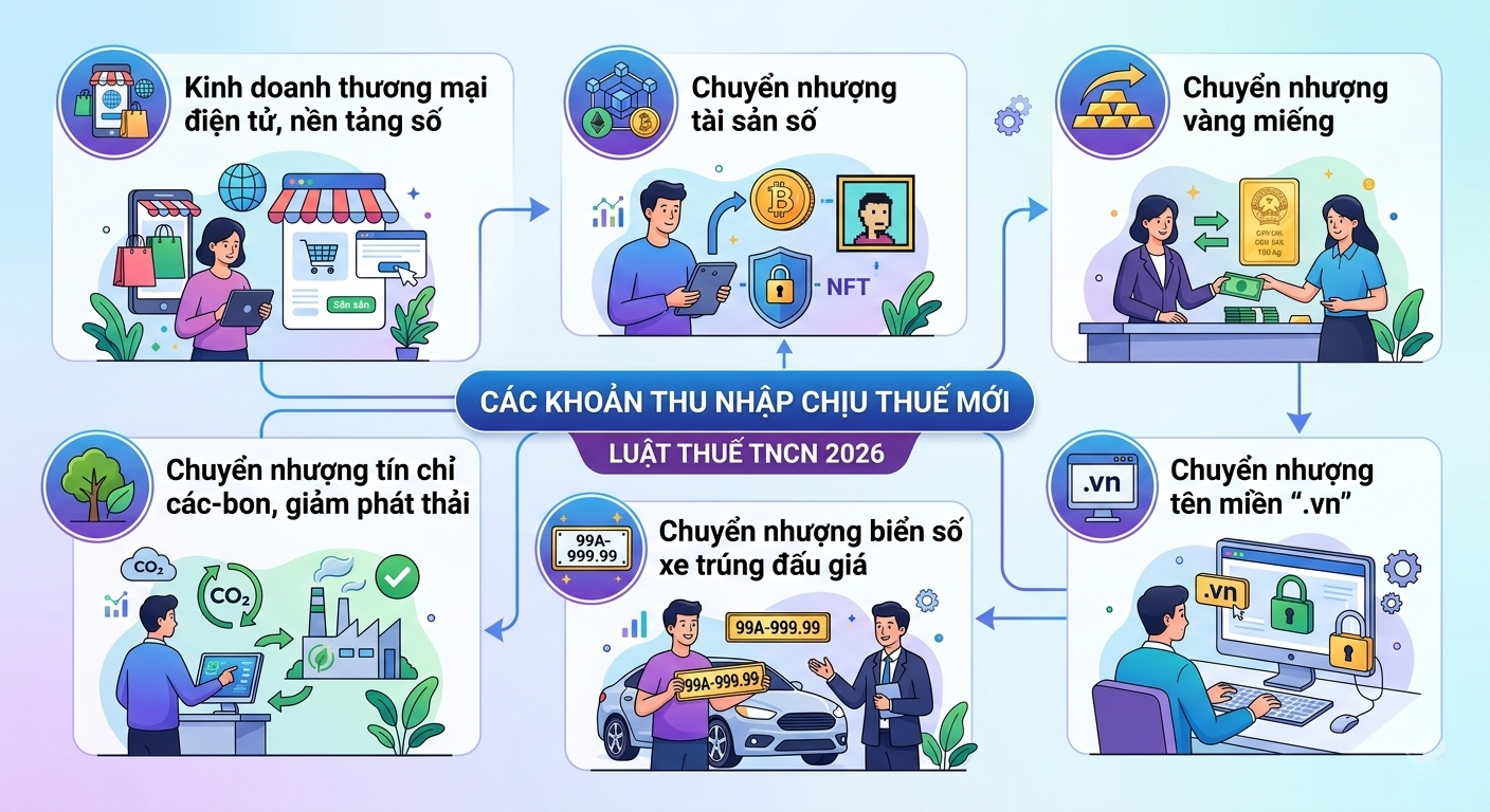 Các khoản thu nhập mới chịu thuế thu nhập cá nhân 2026
